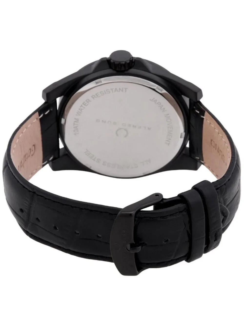 NWT Alfred Sung Astral Quartz Moon Phase Black Dial Men's Watch